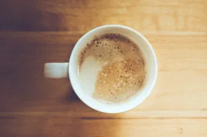 A peaceful morning coffee scene representing calm and sustainability